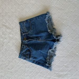 DISTRESSED JEAN SHORTS dark blue